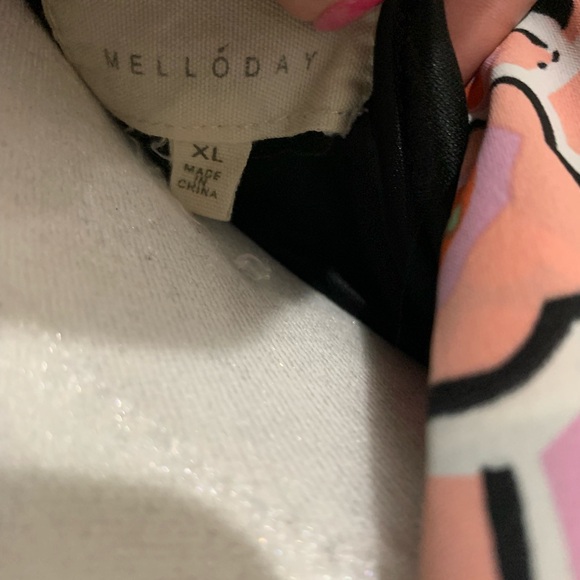 MELLODAY Black Oversized Dress with Pink and Purple Floral Print (XLG) - Picture 3 of 6